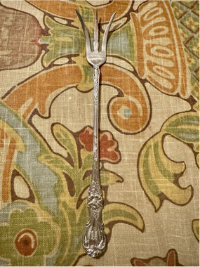Antique 1835 R Wallace HIBISCUS Silverplate Lettuce Fork Monogram P